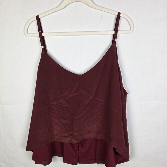 NWT Madewell Maroon Silk Button Down Cami Size 24 Spaghetti Straps Base Layer - Picture 3 of 7